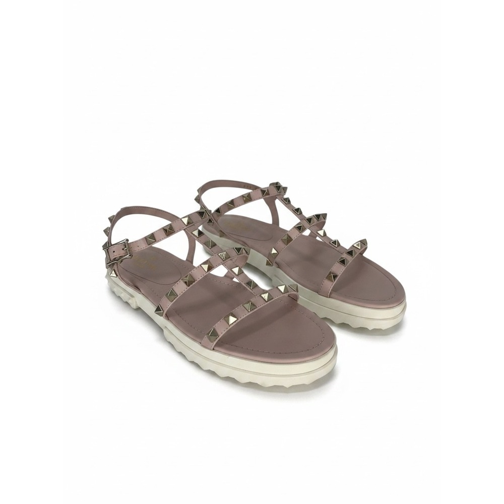 Valentino Garavani Rockstud Caged Flatform Sandals Mauve Pink EU 38